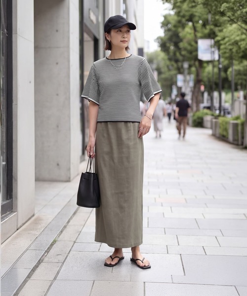 STYLE DELI(スタイルデリ)の「薄手シャリ感フレアスリーブトップス(Tシャツ/カットソー・レディース・ホワイト/ホワイト×ブラック/ホワイト×ブルー・M)」の17枚目の写真
