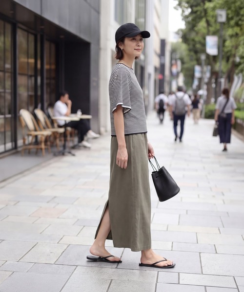 STYLE DELI(スタイルデリ)の「薄手シャリ感フレアスリーブトップス(Tシャツ/カットソー・レディース・ホワイト/ホワイト×ブラック/ホワイト×ブルー・M)」の18枚目の写真