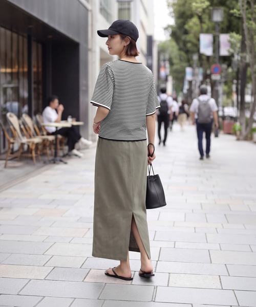 STYLE DELI(スタイルデリ)の「薄手シャリ感フレアスリーブトップス(Tシャツ/カットソー・レディース・ホワイト/ホワイト×ブラック/ホワイト×ブルー・M)」の19枚目の写真