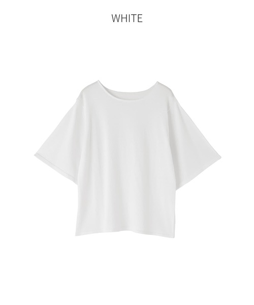 STYLE DELI(スタイルデリ)の「薄手シャリ感フレアスリーブトップス(Tシャツ/カットソー・レディース・ホワイト/ホワイト×ブラック/ホワイト×ブルー・M)」の8枚目の写真