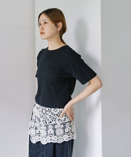 SHENERY(シーナリー)の「スラブコットンチビTee(Tシャツ/カットソー・レディース・オフホワイト/ブラック・FREE)」の15枚目の写真