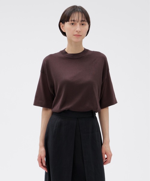 MARGARET HOWELL（マーガレットハウエル）の「WASHABLE SILK COTTON（ニット/セーター・レディース・ボルドー/ライトベージュ・2）」の2枚目の写真
