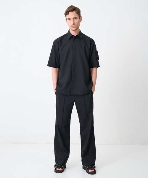 CINOH（チノ）の「【CINOH/チノ】別注SUMMER WOOL CIGAR POCKET HALF SLEEVE SHIRT（シャツ/ブラウス・メンズ・ダークグレー/ブラック・44/46/48）」の5枚目の写真