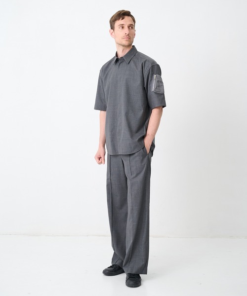 CINOH（チノ）の「【CINOH/チノ】別注SUMMER WOOL CIGAR POCKET HALF SLEEVE SHIRT（シャツ/ブラウス・メンズ・ダークグレー/ブラック・44/46/48）」の13枚目の写真