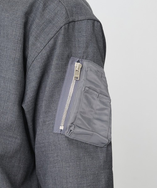 CINOH（チノ）の「【CINOH/チノ】別注SUMMER WOOL CIGAR POCKET HALF SLEEVE SHIRT（シャツ/ブラウス・メンズ・ダークグレー/ブラック・44/46/48）」の10枚目の写真