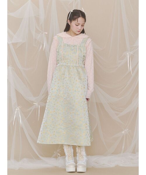 merry jenny(メリージェニー)の「apron jacquardワンピース(ワンピース・レディース・イエロー/アイボリー・FREE)」の3枚目の写真