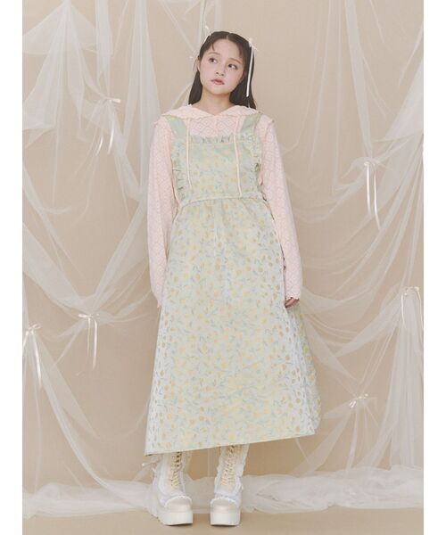 merry jenny(メリージェニー)の「apron jacquardワンピース(ワンピース・レディース・イエロー/アイボリー・FREE)」の4枚目の写真