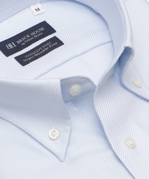 TOKYO SHIRTS(トウキョウシャツ)の「【超形態安定】【接触冷感】 形態安定ノンアイロン ボタンダウン 半袖ビジネスワイシャツ(ビジネスシャツ・メンズ・サックスブルー・首回り42cm/首回り43cm/首回り37cm/首回り39cm/首回り41cm)」の2枚目の写真