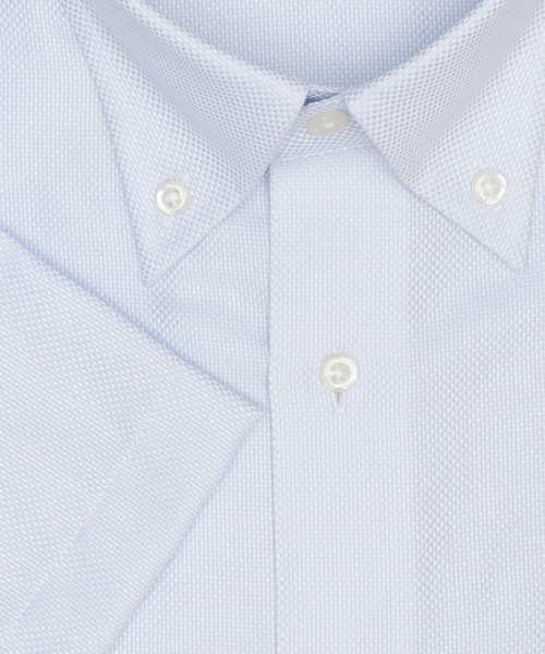 TOKYO SHIRTS(トウキョウシャツ)の「【超形態安定】【接触冷感】 形態安定ノンアイロン ボタンダウン 半袖ビジネスワイシャツ(ビジネスシャツ・メンズ・サックスブルー・首回り42cm/首回り43cm/首回り37cm/首回り39cm/首回り41cm)」の3枚目の写真