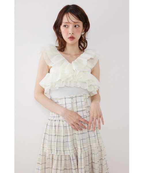 rienda（リエンダ）の「オフショルフリルカットトップス　夏服（Tシャツ/カットソー・レディース・ライトイエロー/ブラック/ホワイト・FREE）」の18枚目の写真