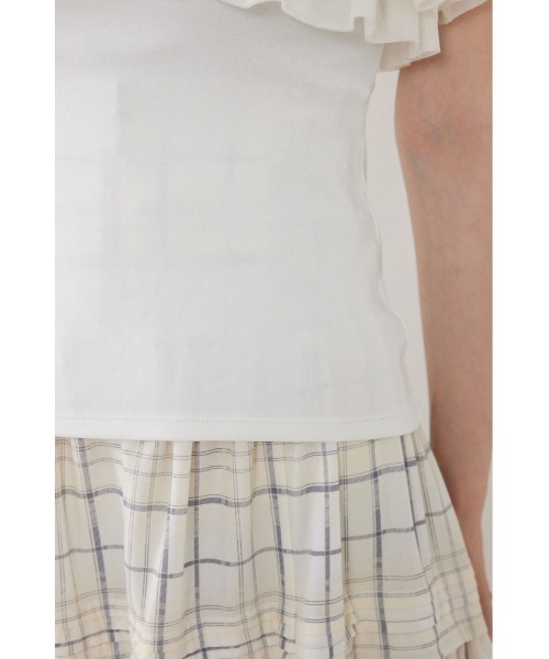 rienda（リエンダ）の「オフショルフリルカットトップス　夏服（Tシャツ/カットソー・レディース・ライトイエロー/ブラック/ホワイト・FREE）」の7枚目の写真