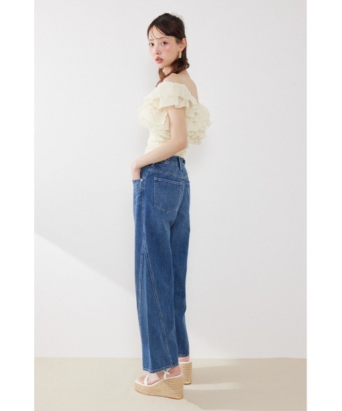 rienda（リエンダ）の「オフショルフリルカットトップス　夏服（Tシャツ/カットソー・レディース・ライトイエロー/ブラック/ホワイト・FREE）」の21枚目の写真