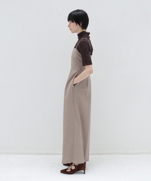 DRESSLAVE(ドレスレイブ)の「dobby asymmetric all in one(ドビーアシンメトリーオールインワン)(サロペット/オーバーオール・レディース・ベージュ/ブラック・38)」の3枚目の写真