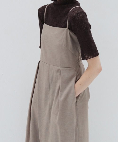 DRESSLAVE(ドレスレイブ)の「dobby asymmetric all in one(ドビーアシンメトリーオールインワン)(サロペット/オーバーオール・レディース・ベージュ/ブラック・38)」の6枚目の写真