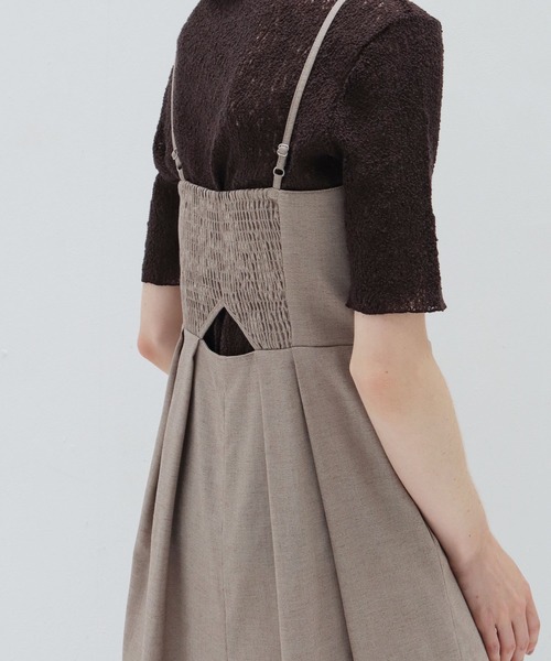 DRESSLAVE(ドレスレイブ)の「dobby asymmetric all in one(ドビーアシンメトリーオールインワン)(サロペット/オーバーオール・レディース・ベージュ/ブラック・38)」の7枚目の写真