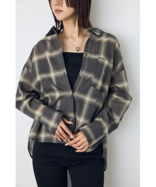 AZUL by moussy(アズールバイマウジー)の「【着丈バリエ】シアーコットンレギュラーシャツ(シャツ/ブラウス・レディース・アイボリー/グレー/ブラック系その他・SMALL/MEDIUM)」の2枚目の写真