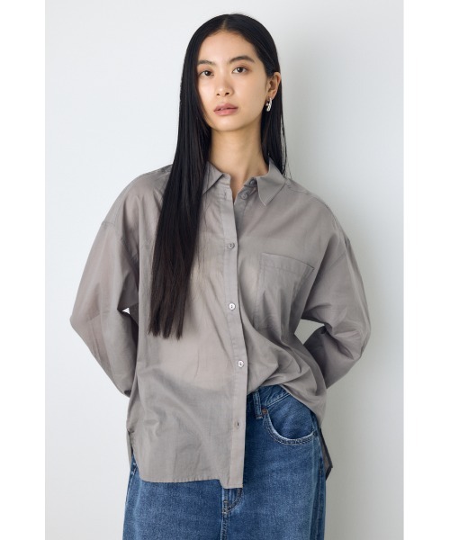 AZUL by moussy(アズールバイマウジー)の「【着丈バリエ】シアーコットンレギュラーシャツ(シャツ/ブラウス・レディース・アイボリー/グレー/ブラック系その他・SMALL/MEDIUM)」の3枚目の写真