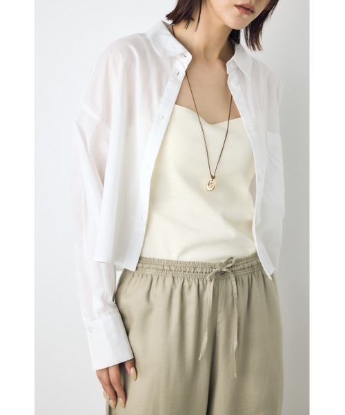AZUL by moussy(アズールバイマウジー)の「【着丈バリエ】シアーコットンレギュラーシャツ(シャツ/ブラウス・レディース・アイボリー/グレー/ブラック系その他・SMALL/MEDIUM)」の1枚目の写真