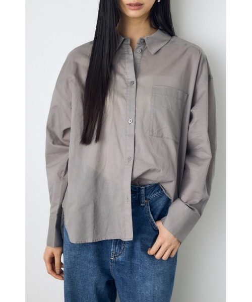 AZUL by moussy(アズールバイマウジー)の「【着丈バリエ】シアーコットンレギュラーシャツ(シャツ/ブラウス・レディース・アイボリー/グレー/ブラック系その他・SMALL/MEDIUM)」の5枚目の写真