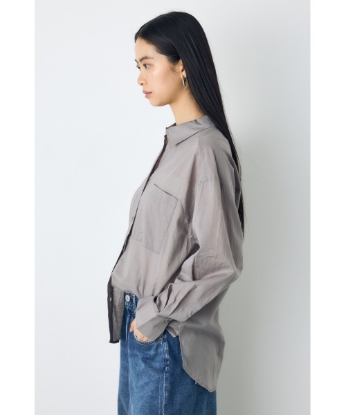 AZUL by moussy(アズールバイマウジー)の「【着丈バリエ】シアーコットンレギュラーシャツ(シャツ/ブラウス・レディース・アイボリー/グレー/ブラック系その他・SMALL/MEDIUM)」の6枚目の写真