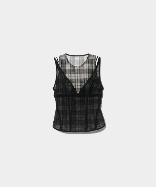 beautiful people(ビューティフルピープル)の「our wacoal cup in tank top(タンクトップ・レディース・ブラック×ベージュ/ブルー系その他・SMALL/MEDIUM)」の1枚目の写真