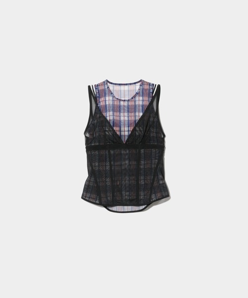 beautiful people(ビューティフルピープル)の「our wacoal cup in tank top(タンクトップ・レディース・ブラック×ベージュ/ブルー系その他・SMALL/MEDIUM)」の2枚目の写真