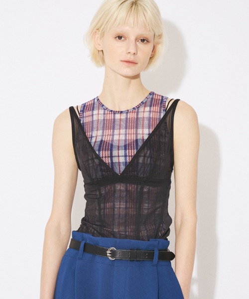 beautiful people(ビューティフルピープル)の「our wacoal cup in tank top(タンクトップ・レディース・ブラック×ベージュ/ブルー系その他・SMALL/MEDIUM)」の7枚目の写真