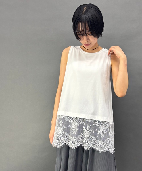 NICOLE white(ニコルホワイト)の「裾レースタンク(タンクトップ・レディース・ブラック/オフホワイト・FREE)」の15枚目の写真