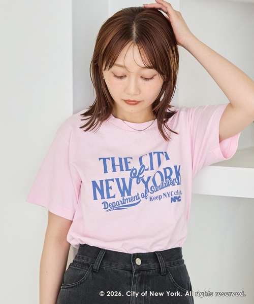GOOD ROCK SPEED（グッドロックスピード）の「【GOOD ROCK SPEED】NYC｜NEW YORK CITY ロゴプリントTシャツ（Tシャツ/カットソー・レディース・ピンク/ブルー/ホワイト・F）」の4枚目の写真