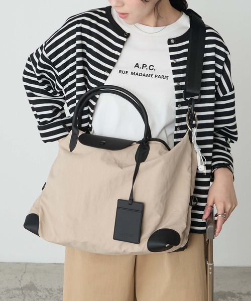 BONLECILL Marche(ボンルシールマルシェ)の「【BONLECILL Marche】2wayクラシックボストンバッグ/キャリーオンボストン(ボストンバッグ・レディース・アイボリー/ブラック/ブラウン・FREE)」の4枚目の写真