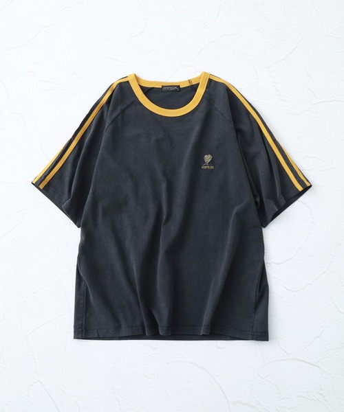 FUNALIVE(ファンアライブ)の「ピグメント加工 ハート刺繍リンガーTシャツ 半袖(Tシャツ/カットソー・メンズ・ブラック×ブルー/ブラック×レッド/ブラック×イエロー/ブラック×ホワイト・L/M)」の9枚目の写真