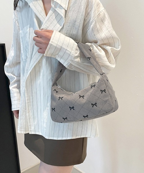 Miniministore(ミニミニストア)の「ハンドバッグ リボン柄 肩掛け鞄 韓国風(ハンドバッグ・レディース・ブラウン/グレー/アイボリー/ブルーグレー・FREE)」の19枚目の写真