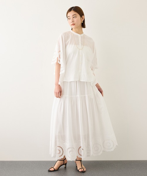 ROPE'（ロペ）の「INDIAコットンボイルシフリー刺繍サークルフレアスカート/セットアップ対応・イージーケア（スカート・レディース・ブラック/ホワイト・FREE）」の16枚目の写真
