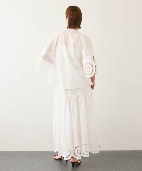 ROPE'（ロペ）の「INDIAコットンボイルシフリー刺繍サークルフレアスカート/セットアップ対応・イージーケア（スカート・レディース・ブラック/ホワイト・FREE）」の17枚目の写真