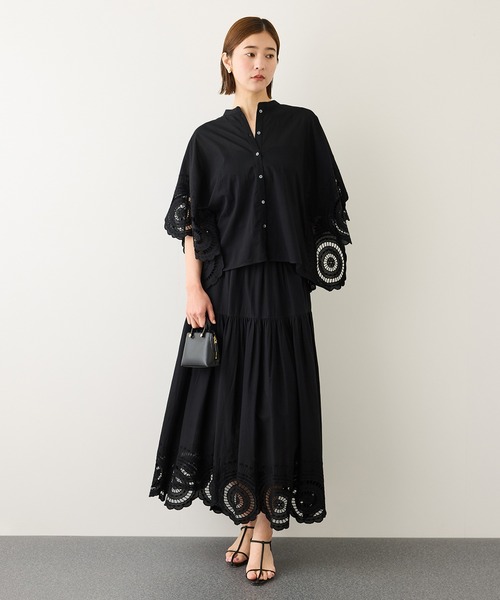 ROPE'（ロペ）の「INDIAコットンボイルシフリー刺繍サークルフレアスカート/セットアップ対応・イージーケア（スカート・レディース・ブラック/ホワイト・FREE）」の18枚目の写真
