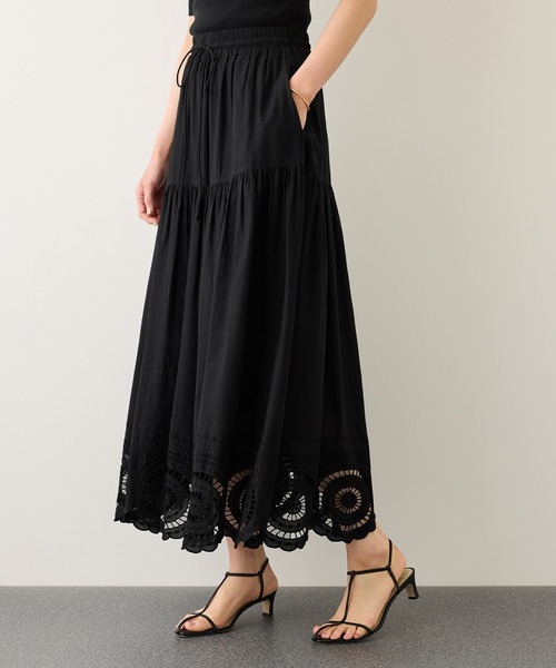 ROPE'（ロペ）の「INDIAコットンボイルシフリー刺繍サークルフレアスカート/セットアップ対応・イージーケア（スカート・レディース・ブラック/ホワイト・FREE）」の19枚目の写真