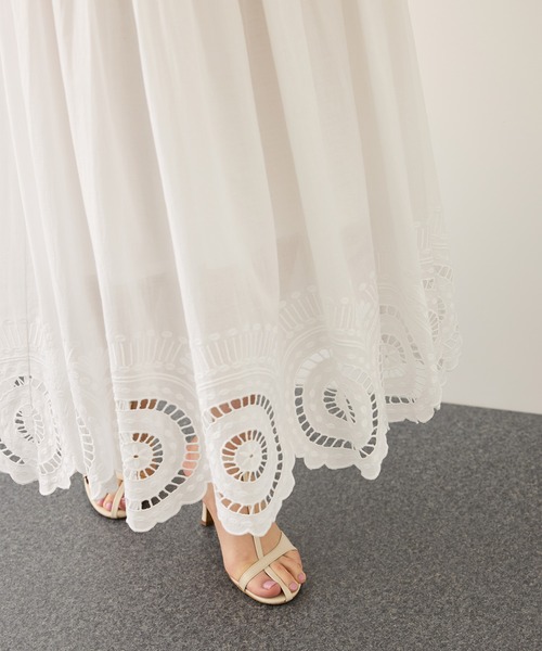 ROPE'（ロペ）の「INDIAコットンボイルシフリー刺繍サークルフレアスカート/セットアップ対応・イージーケア（スカート・レディース・ブラック/ホワイト・FREE）」の20枚目の写真