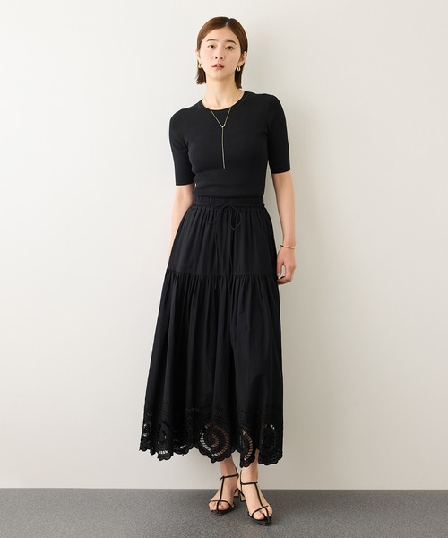 ROPE'（ロペ）の「INDIAコットンボイルシフリー刺繍サークルフレアスカート/セットアップ対応・イージーケア（スカート・レディース・ブラック/ホワイト・FREE）」の21枚目の写真