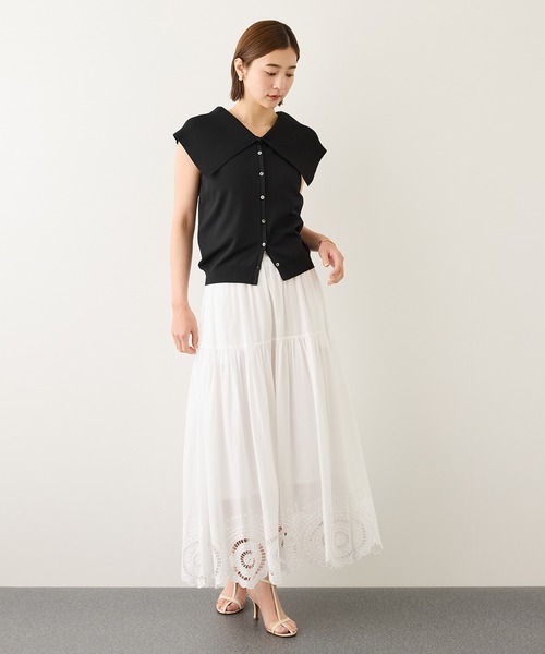 ROPE'（ロペ）の「INDIAコットンボイルシフリー刺繍サークルフレアスカート/セットアップ対応・イージーケア（スカート・レディース・ブラック/ホワイト・FREE）」の22枚目の写真
