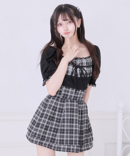Pal elfy(パルエルフィー)の「エプロンデザインリボントップス(Tシャツ/カットソー・レディース・ブルー/ブラック/オフホワイト/ピンク・フリー)」の22枚目の写真