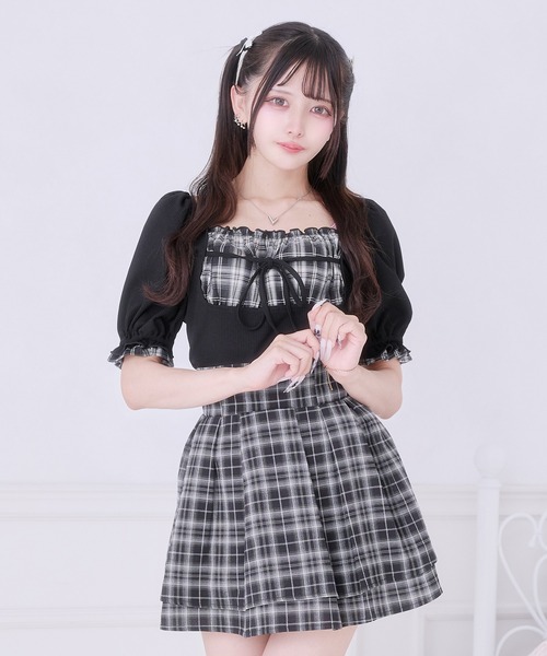 Pal elfy(パルエルフィー)の「エプロンデザインリボントップス(Tシャツ/カットソー・レディース・ブルー/ブラック/オフホワイト/ピンク・フリー)」の20枚目の写真