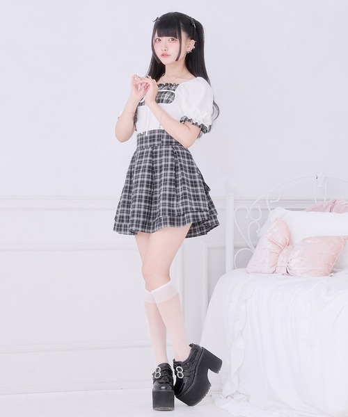 Pal elfy(パルエルフィー)の「エプロンデザインリボントップス(Tシャツ/カットソー・レディース・ブルー/ブラック/オフホワイト/ピンク・フリー)」の19枚目の写真
