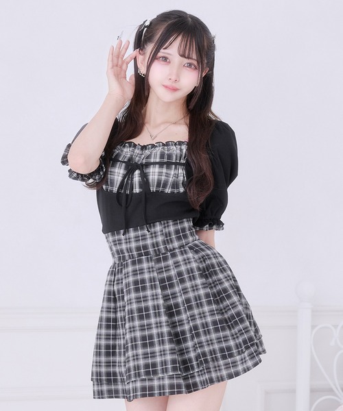 Pal elfy(パルエルフィー)の「エプロンデザインリボントップス(Tシャツ/カットソー・レディース・ブルー/ブラック/オフホワイト/ピンク・フリー)」の21枚目の写真