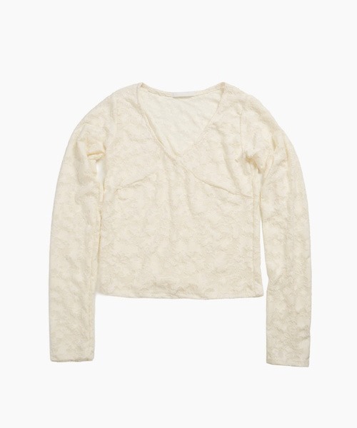 raucohouse(ラウコハウス)の「フラワーシアーロングスリーブ(Tシャツ/カットソー・レディース・ベージュ/ブラック/アイボリー・FREE)」の11枚目の写真