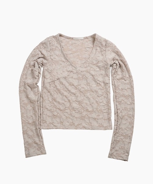 raucohouse(ラウコハウス)の「フラワーシアーロングスリーブ(Tシャツ/カットソー・レディース・ベージュ/ブラック/アイボリー・FREE)」の12枚目の写真