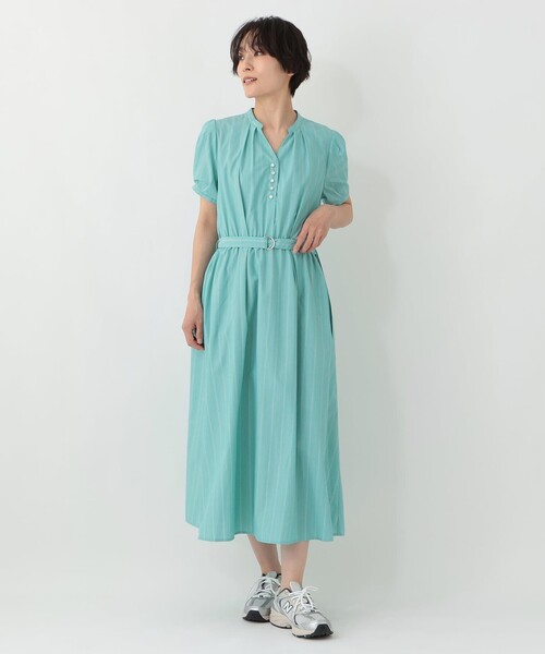 Afternoon Tea(アフタヌーンティー)の「【接触冷感 UVカット 吸水速乾 抗菌防臭】バンセルクールパフスリーブワンピース(ワンピース・レディース・グリーン・MEDIUM)」の4枚目の写真