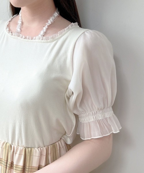 F i.n.t(フィント)の「フリルチョーカーシアースリーブカットトップス/fint フィント(Tシャツ/カットソー・レディース・ピンク/ブラック/アイボリー・FREE)」の19枚目の写真