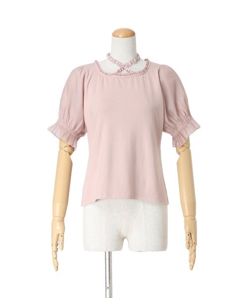 F i.n.t(フィント)の「フリルチョーカーシアースリーブカットトップス/fint フィント(Tシャツ/カットソー・レディース・ピンク/ブラック/アイボリー・FREE)」の21枚目の写真