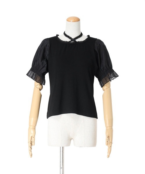 F i.n.t(フィント)の「フリルチョーカーシアースリーブカットトップス/fint フィント(Tシャツ/カットソー・レディース・ピンク/ブラック/アイボリー・FREE)」の22枚目の写真