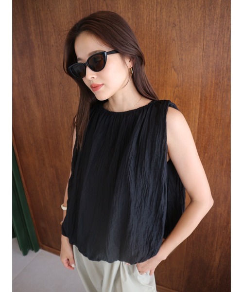 TRUNC（トランクエイティーエイト）の「Sheer Balloon Sleeveless Top（シャツ/ブラウス・レディース・ブルー/ブラック・FREE）」の16枚目の写真